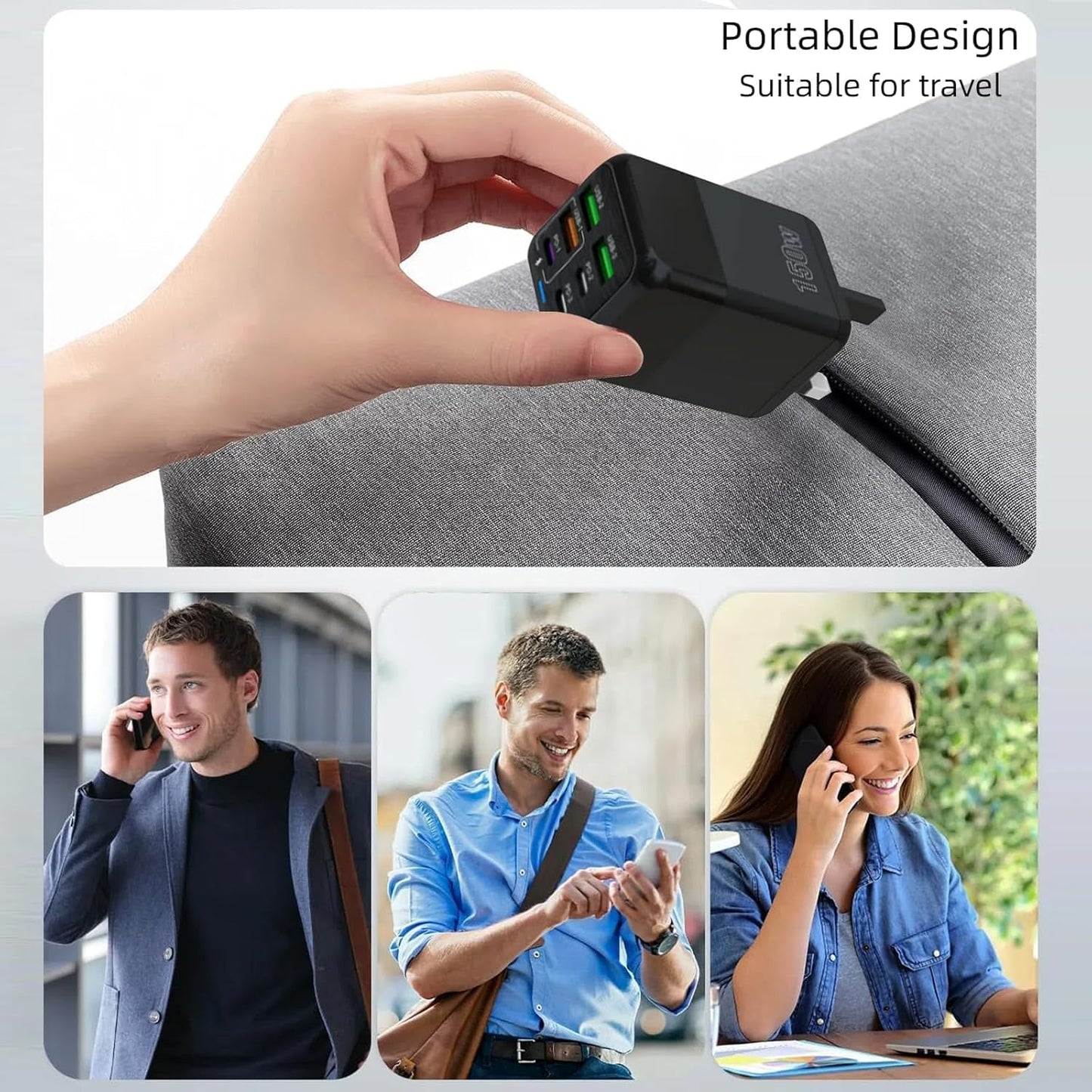 150W 6-Port Fast Charger — USB-C PD + USB-A QC