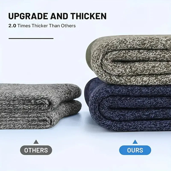 Men’s Merino Wool Hiking Socks – Super-Thick Thermal – Cold-Weather Outdoor Wear (5 Pairs)