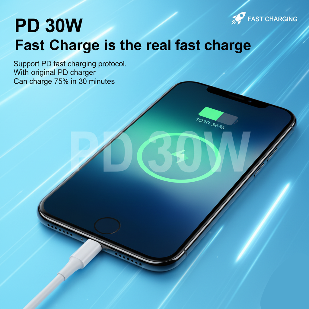 USB-C to Lightning Cable 2m - 30W PD Fast Charging - White