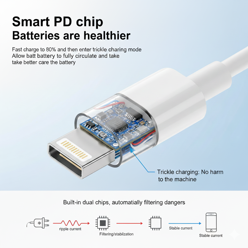 USB-C to Lightning Cable 2m - 30W PD Fast Charging - White