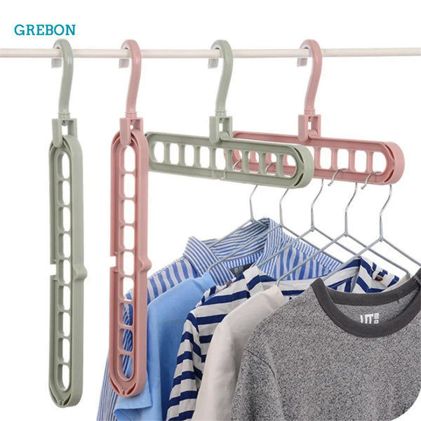 Smart Clothes Hanger Organizer – 9-Hole Space-Saving Magic Rack
