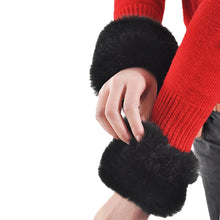 Women’s Faux Fur Arm Warmers – Plush Soft Cuffs – Elastic Winter Accessory