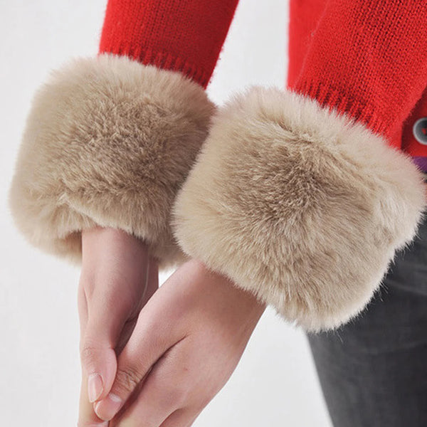 Women’s Faux Fur Arm Warmers – Plush Soft Cuffs – Elastic Winter Accessory