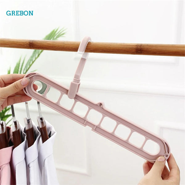 Smart Clothes Hanger Organizer – 9-Hole Space-Saving Magic Rack