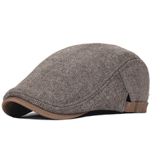 Big Size Newsboy Cap Men Winter Wool Thick Warm Vintage Herringbone Casual Stripe Berets Gatsby Flat Hat Peaked Cap Adjustable