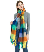 Women’s Cashmere Winter Scarf – Thick Warm Pashmina Shawl – Soft Rainbow Tassel Wrap