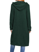 Women’s Long Cardigan – Hooded Drawstring Pocket Coat – Casual Spring/Autumn Layer