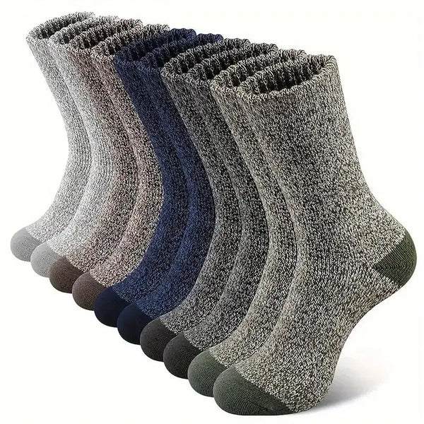 Men’s Merino Wool Hiking Socks – Super-Thick Thermal – Cold-Weather Outdoor Wear (5 Pairs)