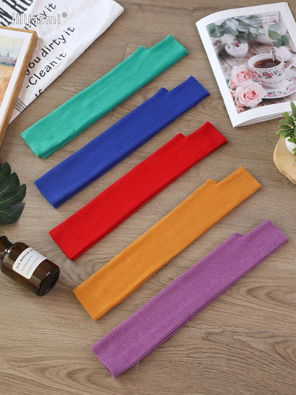 Women’s Long Knitted Fingerless Gloves – Y2K Thermal Arm Warmers 40–60 cm