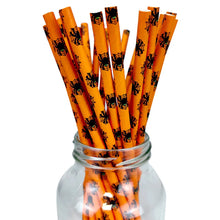 Halloween Paper Straws (25–100 pcs) – Spider & Skull Pattern – Party Drink Decor