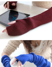 Women’s Long Knitted Fingerless Gloves – Y2K Thermal Arm Warmers 40–60 cm
