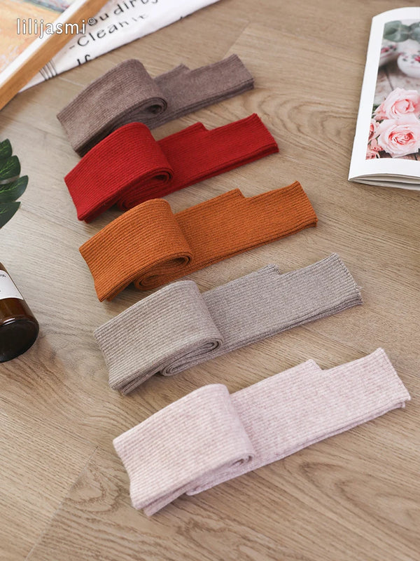 Women’s Long Knitted Fingerless Gloves – Y2K Thermal Arm Warmers 40–60 cm