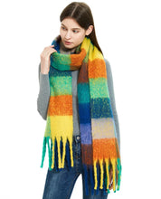 Women’s Cashmere Winter Scarf – Thick Warm Pashmina Shawl – Soft Rainbow Tassel Wrap