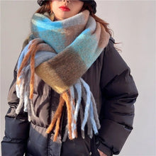 Women’s Cashmere Winter Scarf – Thick Warm Pashmina Shawl – Soft Rainbow Tassel Wrap
