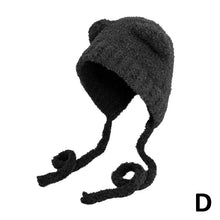 Winter Plush Beanie – Cute Bear-Ear Wool Hat – Warm Lace-Up Knitted Cap