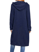 Women’s Long Cardigan – Hooded Drawstring Pocket Coat – Casual Spring/Autumn Layer