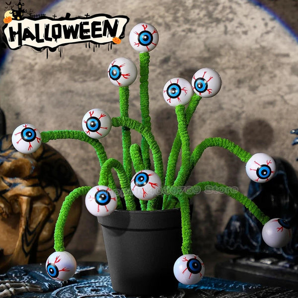 1/10pcs Cartoon Halloween Big Eyes Twisting Stick Creative Eye Color Plush Decoration Festival Event Party Children Adult Decor