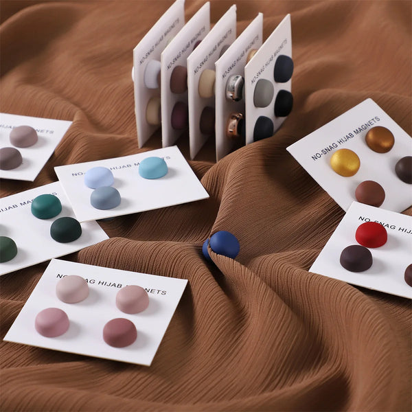 Magnetic Hijab Pins (8 pcs) – Strong Matte Brooch Buttons – Secure Headscarf Accessory