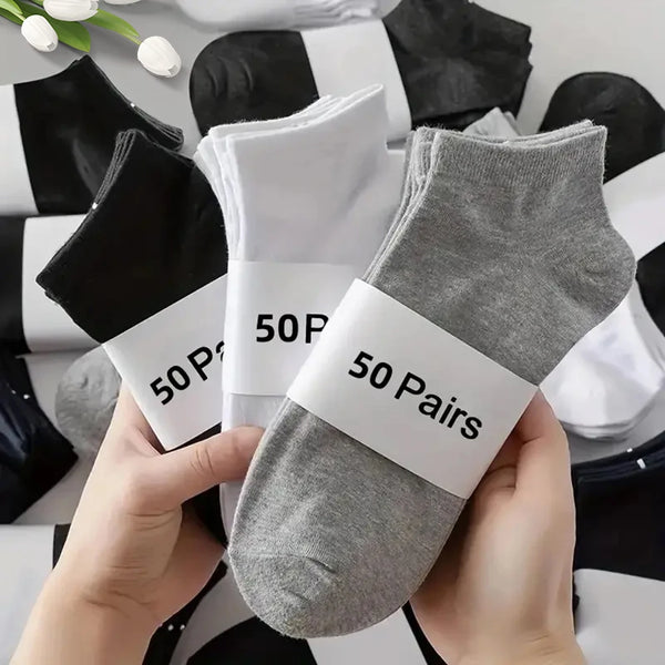 Breathable Men’s Low-Cut Ankle Socks – Sweat-Wicking Summer Wear – Comfortable 10–50 Pairs