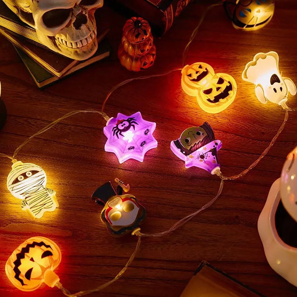 Halloween Decoration LED String Lights,Pumpkin Ghost Spider Web Hanging Lamp,Home Outdoor Lantern Props Party Fairy Lights