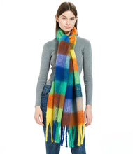Women’s Cashmere Winter Scarf – Thick Warm Pashmina Shawl – Soft Rainbow Tassel Wrap