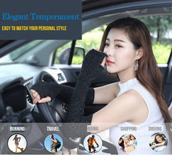 Women’s Long Knitted Fingerless Gloves – Y2K Thermal Arm Warmers 40–60 cm