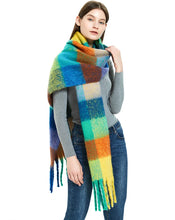 Women’s Cashmere Winter Scarf – Thick Warm Pashmina Shawl – Soft Rainbow Tassel Wrap