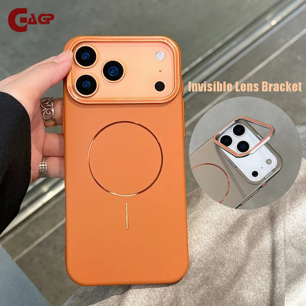 For Magsafe Lens Bracket Phone Case For iPhone 17 Pro Max 16 15 14 Pro Max 17 Air Holder Magnetic Charging Shockproof Cover