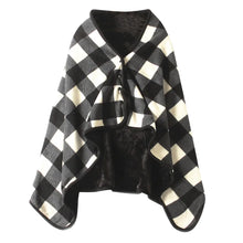 Double-Layer Tartan Plaid Scarf – Women’s Winter Blanket Shawl – Elegant Warm Wrap
