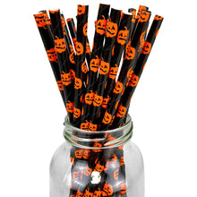 Halloween Paper Straws (25–100 pcs) – Spider & Skull Pattern – Party Drink Decor