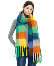 Women’s Cashmere Winter Scarf – Thick Warm Pashmina Shawl – Soft Rainbow Tassel Wrap