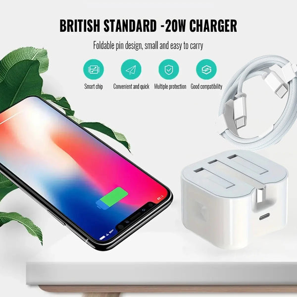 UK USB-C Charger 25W – Quick Charge PD Wall Adapter – Fast Travel Power for iPhone & Android