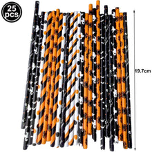 Halloween Paper Straws (25–100 pcs) – Spider & Skull Pattern – Party Drink Decor