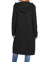 Women’s Long Cardigan – Hooded Drawstring Pocket Coat – Casual Spring/Autumn Layer