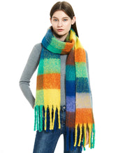 Women’s Cashmere Winter Scarf – Thick Warm Pashmina Shawl – Soft Rainbow Tassel Wrap