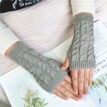 Women’s Knitted Fingerless Gloves – Faux Wool Warm Mitten – Winter Fashion Accessory