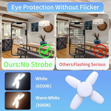 E27 Foldable LED Bulb 28W AC 220V Adjustable Fan-Shaped Ceiling Light for Garage, Home, Living Room, Warehouse, Collapsible Lamp