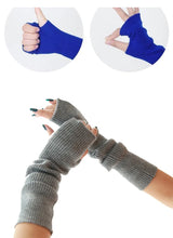 Women’s Long Knitted Fingerless Gloves – Y2K Thermal Arm Warmers 40–60 cm