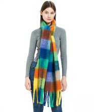Women’s Cashmere Winter Scarf – Thick Warm Pashmina Shawl – Soft Rainbow Tassel Wrap