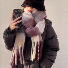 Women’s Cashmere Winter Scarf – Thick Warm Pashmina Shawl – Soft Rainbow Tassel Wrap