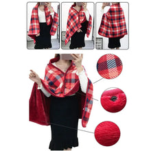 Double-Layer Tartan Plaid Scarf – Women’s Winter Blanket Shawl – Elegant Warm Wrap