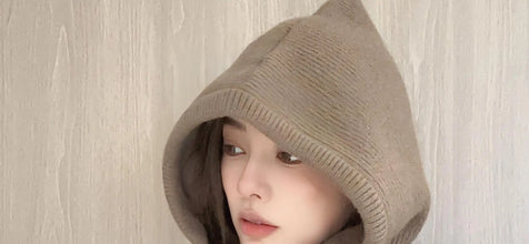 Knitted Hooded Balaclava Hat – Women’s Winter Neck Collar – Outdoor Drawstring Beanie