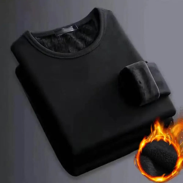 Men’s Thermal Long-Sleeve Shirt – Fleece Base Layer – Plus-Velvet Winter Warmth