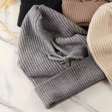Knitted Hooded Balaclava Hat – Women’s Winter Neck Collar – Outdoor Drawstring Beanie