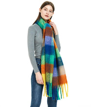 Women’s Cashmere Winter Scarf – Thick Warm Pashmina Shawl – Soft Rainbow Tassel Wrap