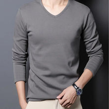Men’s Thermal T-Shirt – Plush Long-Sleeve Round Neck – Velvet Padded Base Layer