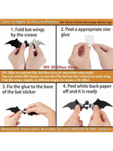 60pcs 3D Waterproof black Bats Wall Decor Halloween Decor