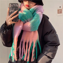 Women’s Cashmere Winter Scarf – Thick Warm Pashmina Shawl – Soft Rainbow Tassel Wrap