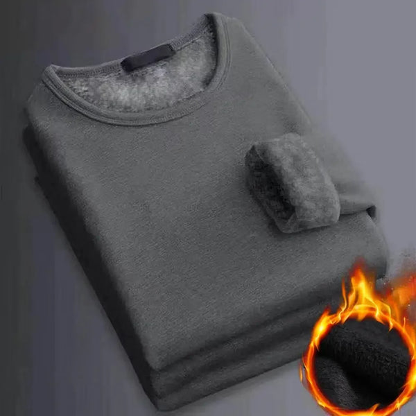 Men’s Thermal Long-Sleeve Shirt – Fleece Base Layer – Plus-Velvet Winter Warmth