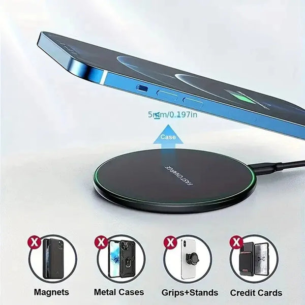 30W Wireless Charger Pad – Fast Induction Charging for iPhone, Samsung & More